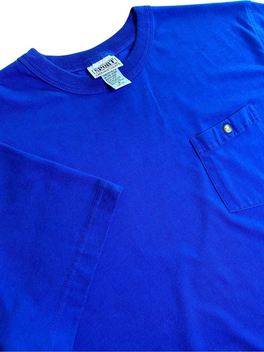 Vintage Sport Carriage Court Pocket Tee Women’s M Unisex 90s Boxy Classic Basic